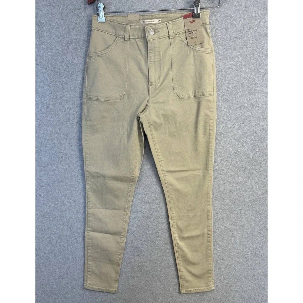 Levi's 721 High Rise Skinny Utility Women's 29x28 Khaki Beige Stretch‎ Denim NWT